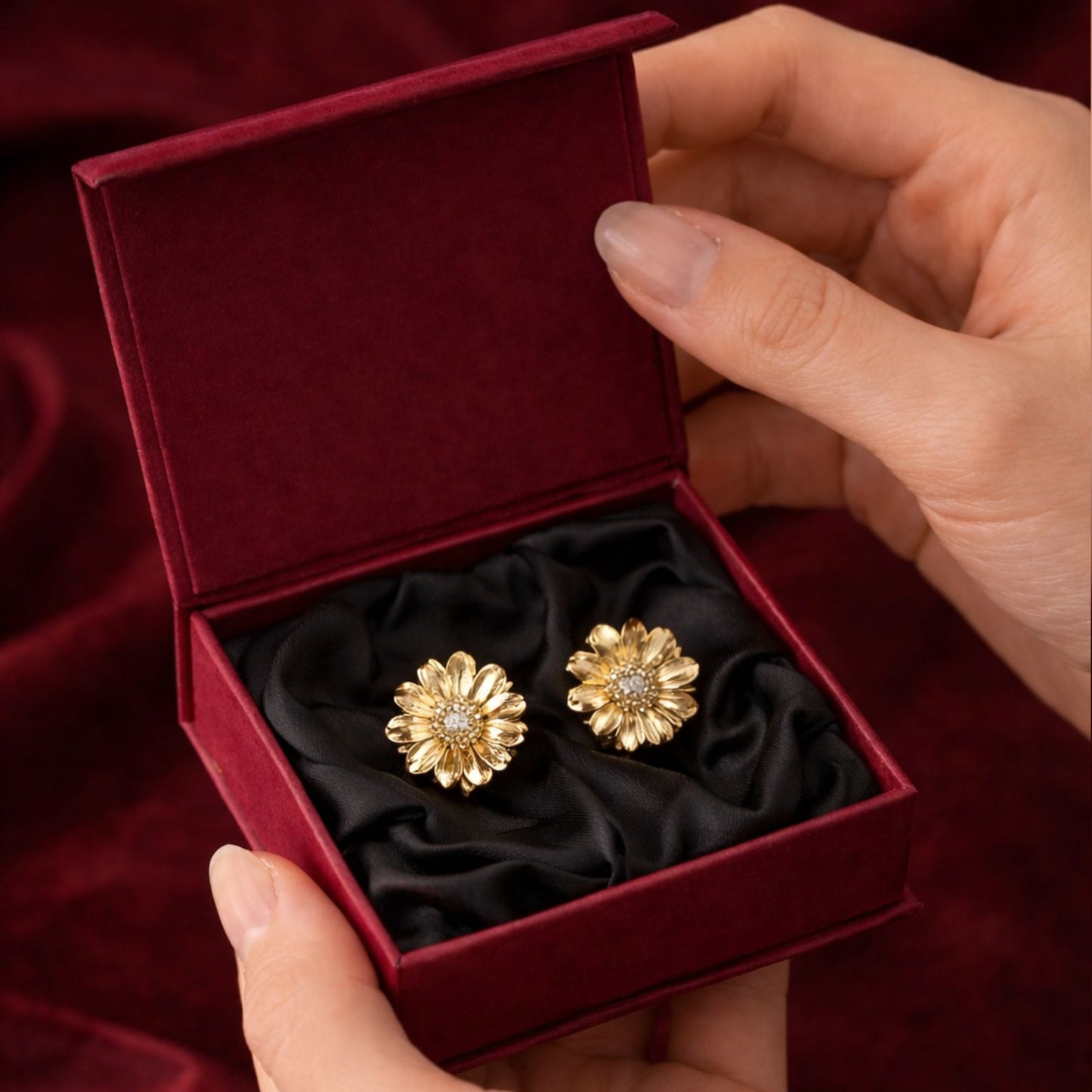 Golden Daisy Stud Earrings